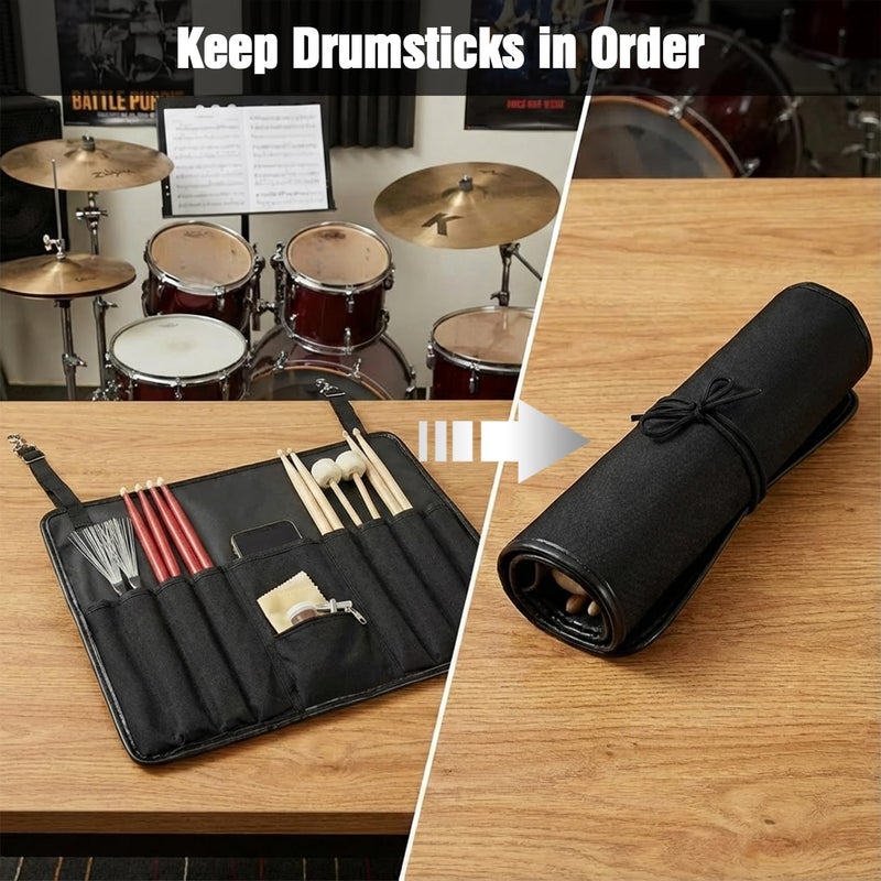 FEILOONG Drum Stick Bag and Holder, Crossbody Shoulder Strap Portable Drumstick Bag 1 Storage Bags and 1 Holder Kit Gifts for Drummers, Beginners, Black - Image 5